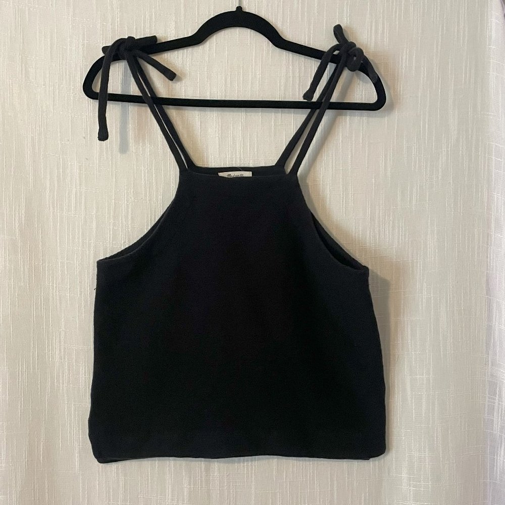 Madewell Black Sleeveless Tie Straps Halter Top